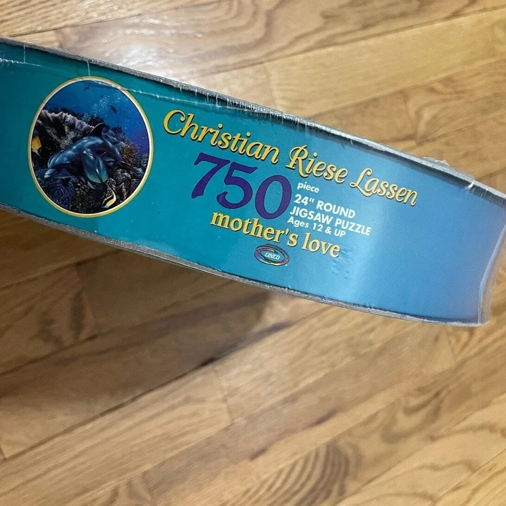 Christian Riese Lassen Mother's Love Dolphin Ocean 750 Piece Round Jigsaw Puzzle